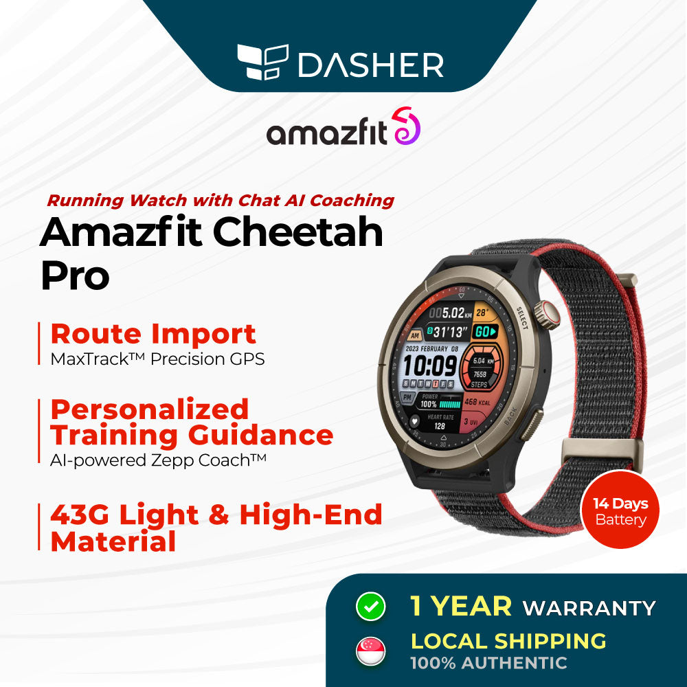 Amazfit Cheetah Pro Titanium Alloy Bezel Smartwatch Bluetooth Calls Music Storage AI-powered Zepp Coach™ 14 Days Battery