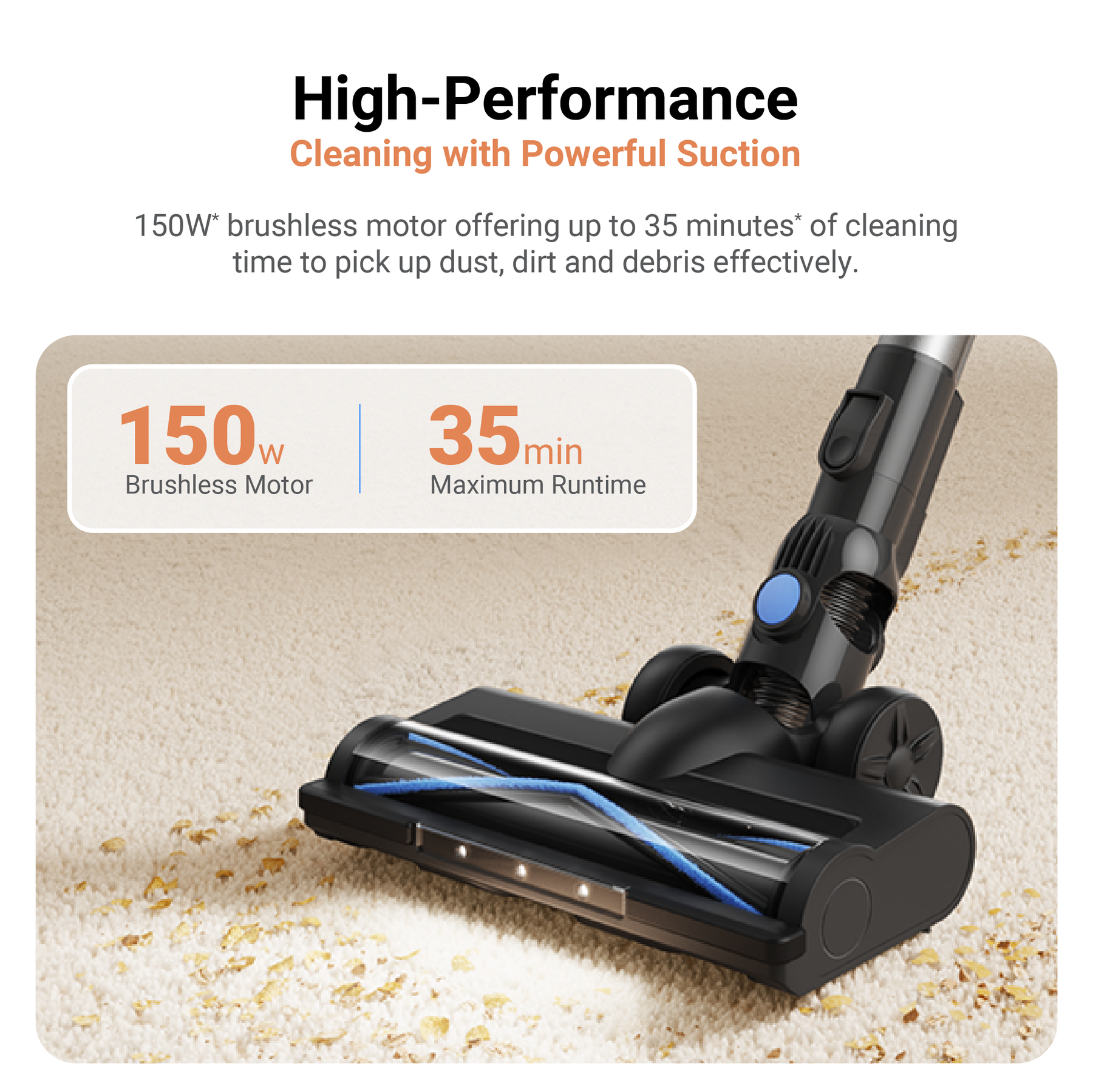 【2 Years Warranty】MOVA J10 Cordless Stick Vacuum | LED Light | Ultra Lightweight | 97% Filtration | Flexible Cleaning