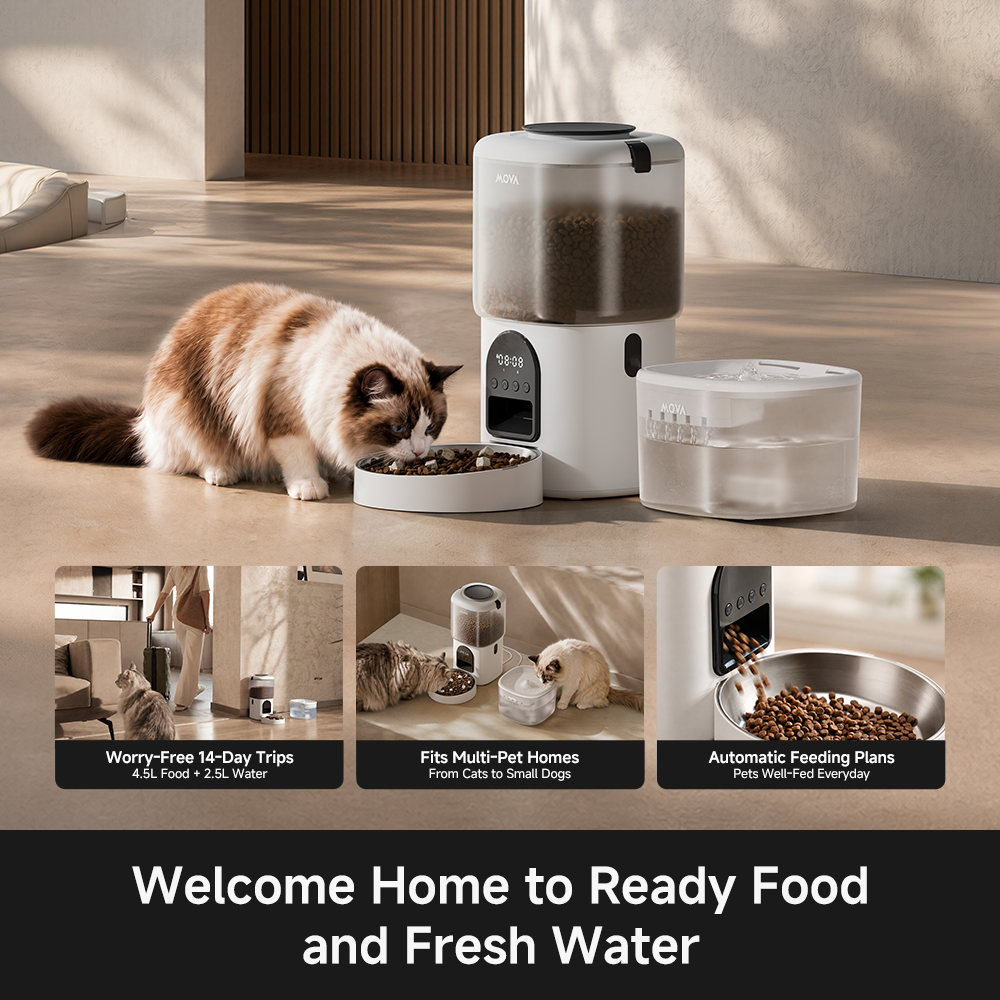 γ2 Years WarrantyγDuoCare Pet Set | 2-in-1 Feeder & Fountain | 4.5L Capacity, Up to 25 Days