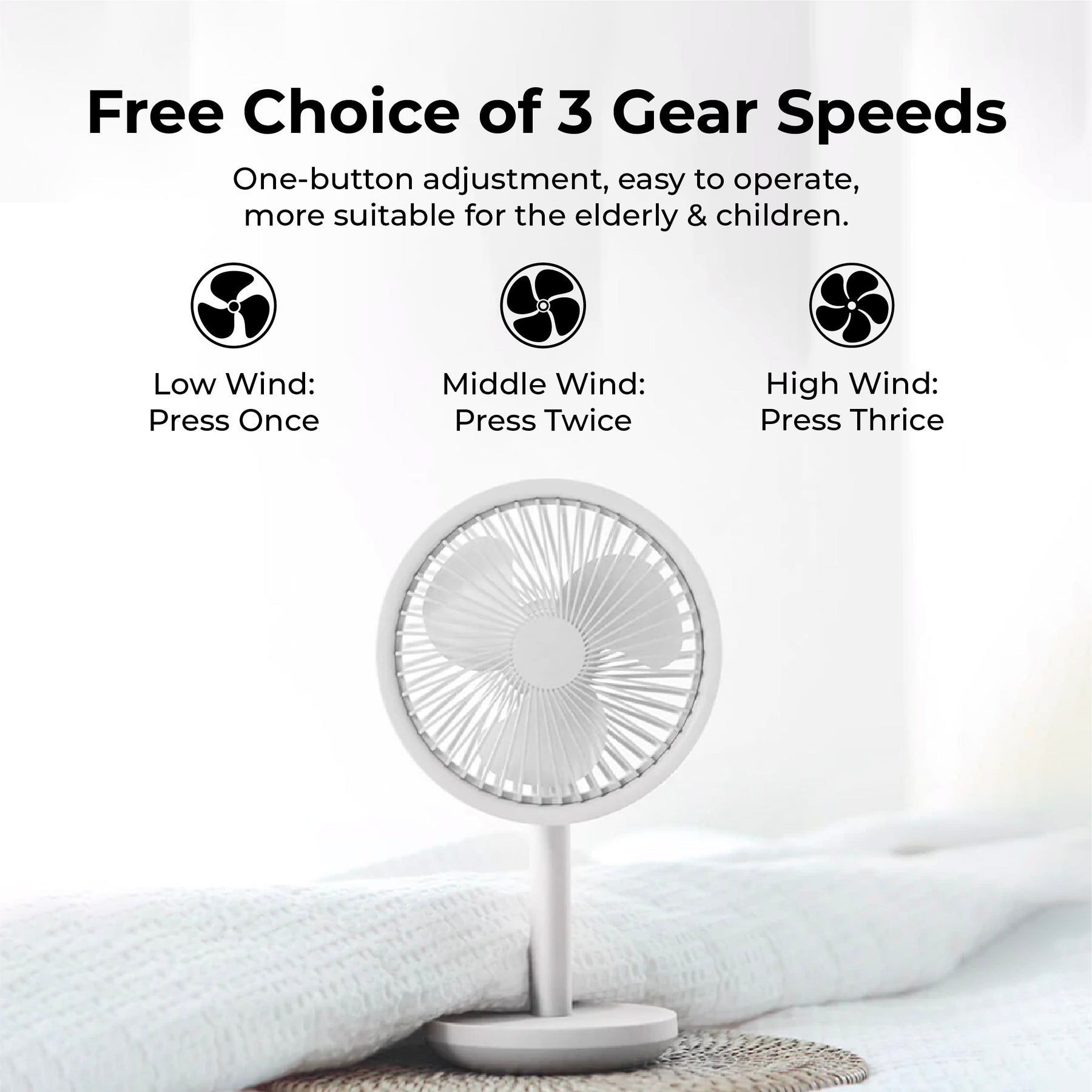 SOLOVE F5 Desktop Fan | USB Charging | Low Noise | Rechargeable | 3 Mode Wind Speed Cooling Fan