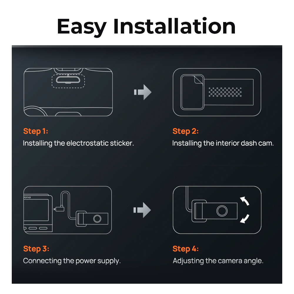 70mai Grab Driver Interior Dash Cam FC02 Car Camera Recorder 1080P Full HD Resolution 130° View Infrared Night Vision