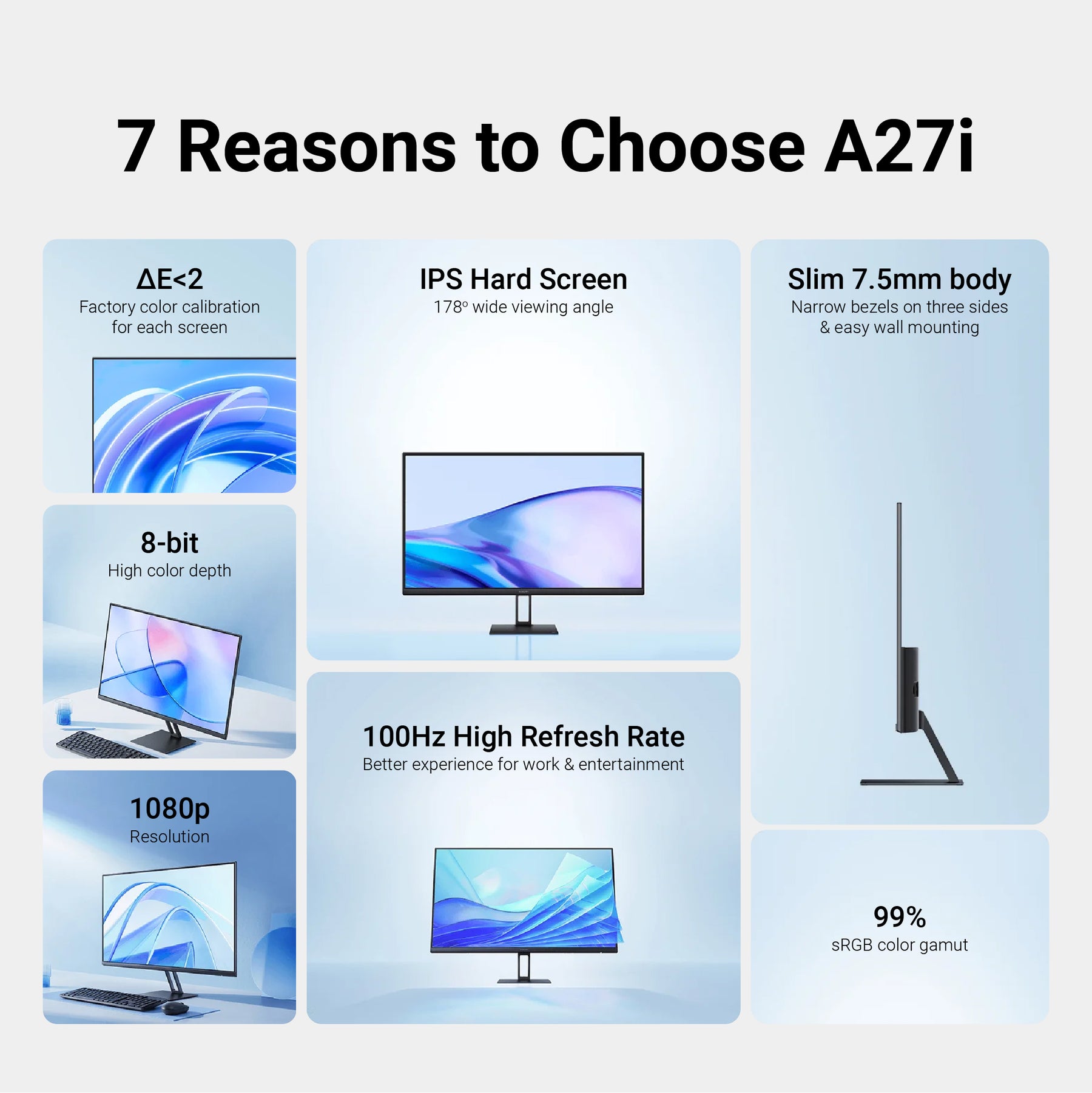 Xiaomi 27 Inch Desktop Gaming Monitor A27i / G27i Refresh Rate 100 Hz / 165 Hz 178 Degree View 1080P