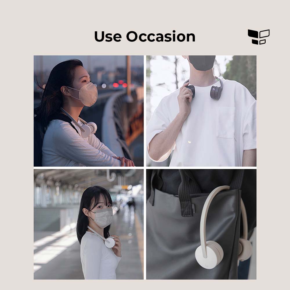 SoLove F7 Cooling Strong Wind Neck Fan 3 Modes 5 Hours Battery Rotatable Outlet Type C USB Adjustable Neckband