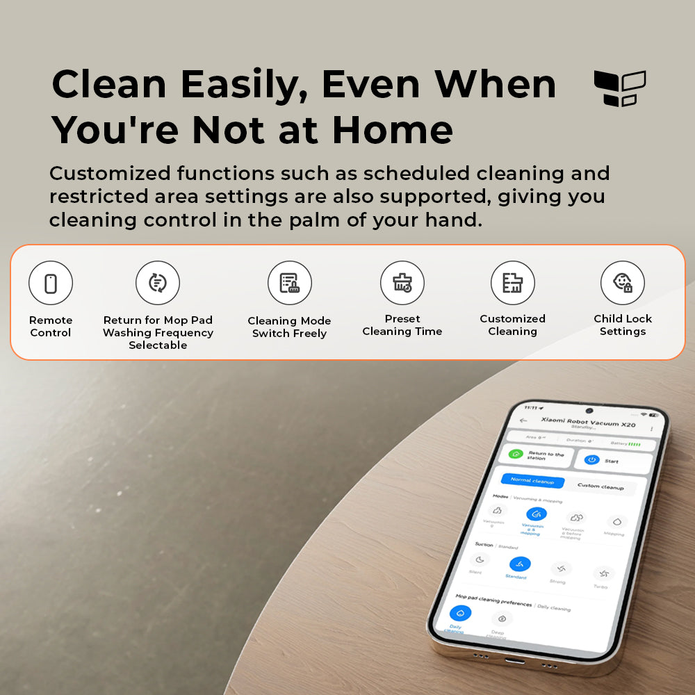 Xiaomi Robot Vacuum X20 | Hands-free Cleaning | LDS Laser Navigation | 5000PA Powerful Suction Sweep & Vibration Mopping