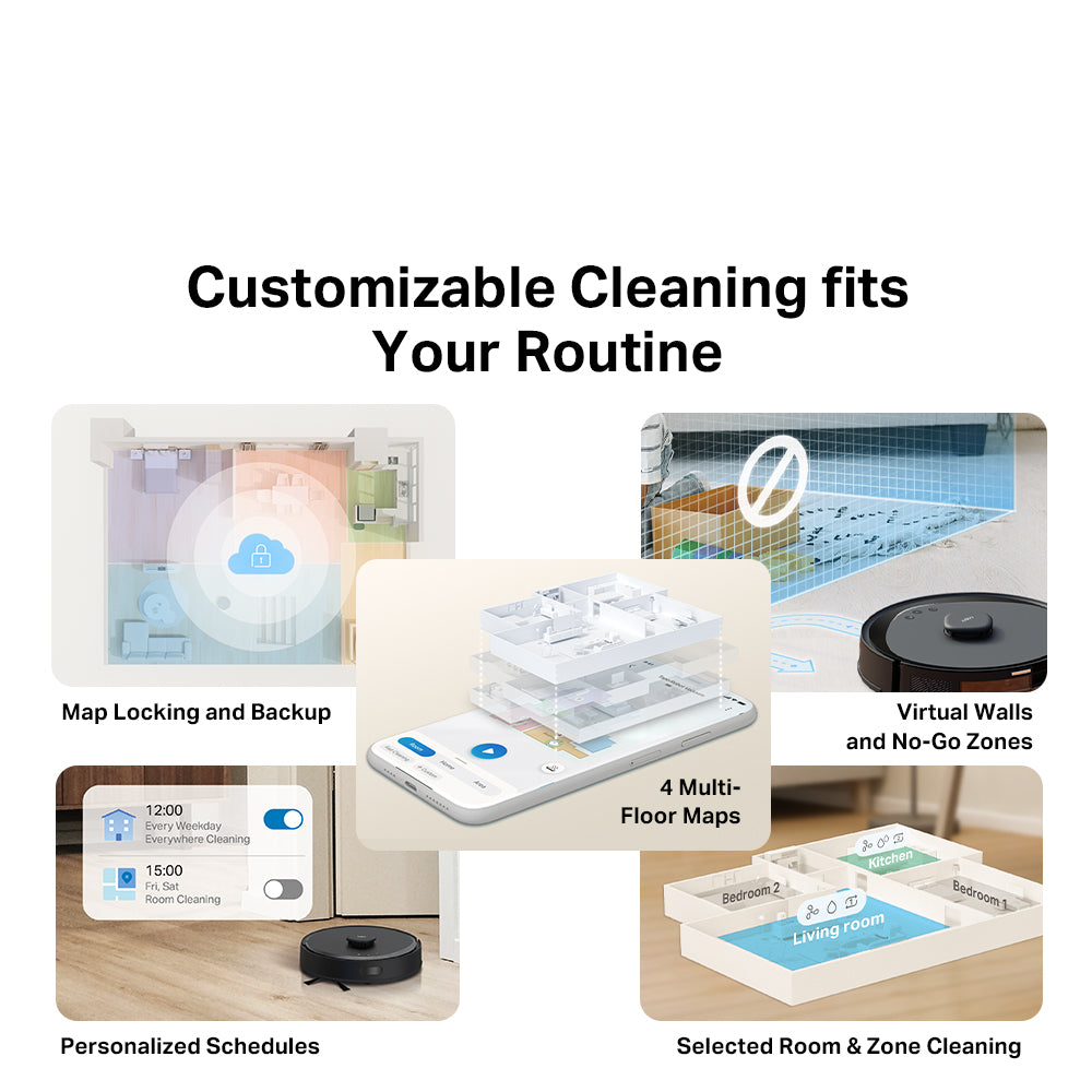 Tapo RV30 Max Plus Robot Vacuum & Mop | 5300Pa Hyper Suction | Auto-Empty Dock | Dual Navi System