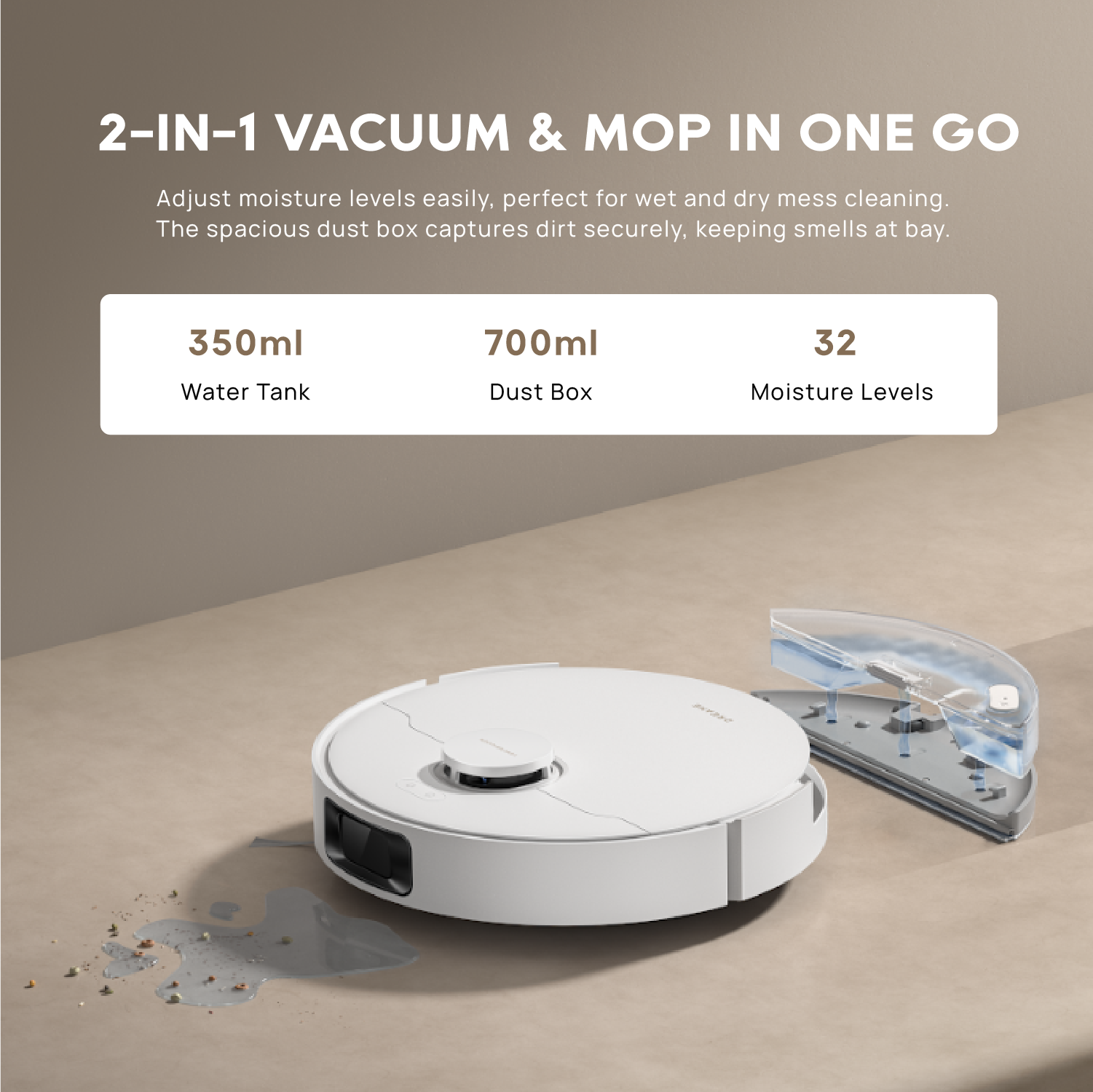 【NEW LAUNCH】Dreame D20 Robot Vacuum | 2-IN-1 Vacuum and Mop | 13,000Pa Suction Power | HyperStream™ Detangling DuoBrush