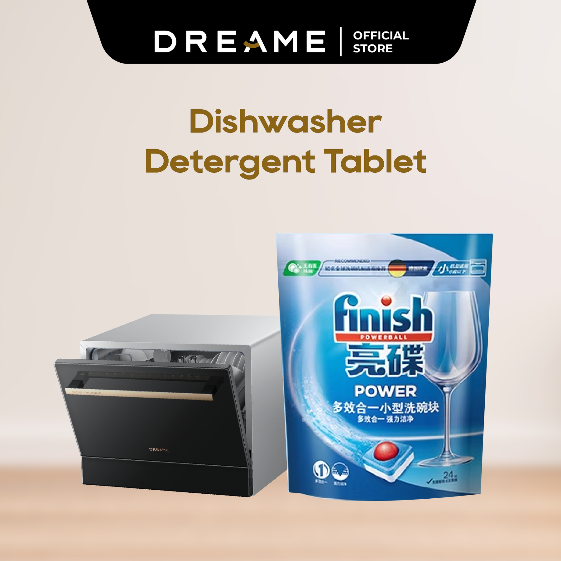 Dreame Z2000 Dishwasher Detergent Tablet | Pre-Disintegration for Cleanliness | Removes a Variety of Stains