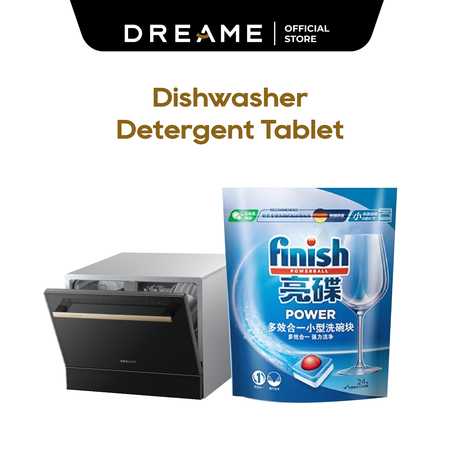 Dreame Z2000 Dishwasher Detergent Tablet | Pre-Disintegration for Cleanliness | Removes a Variety of Stains