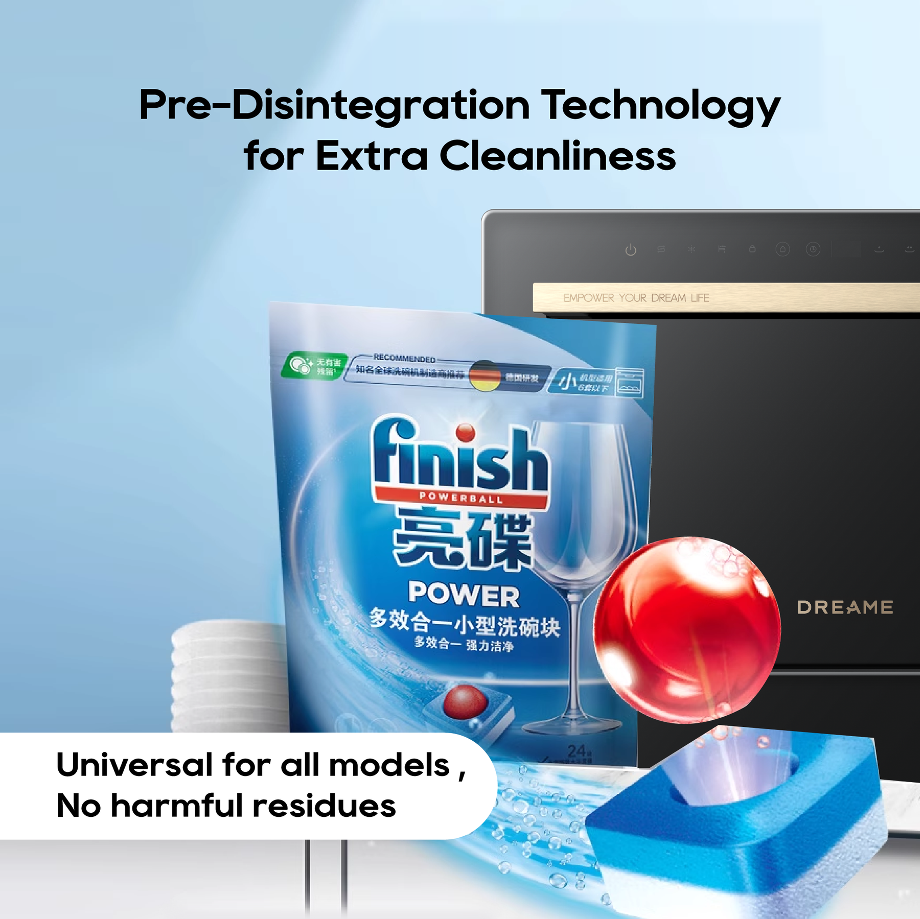 Dreame Z2000 Dishwasher Detergent Tablet | Pre-Disintegration for Cleanliness | Removes a Variety of Stains