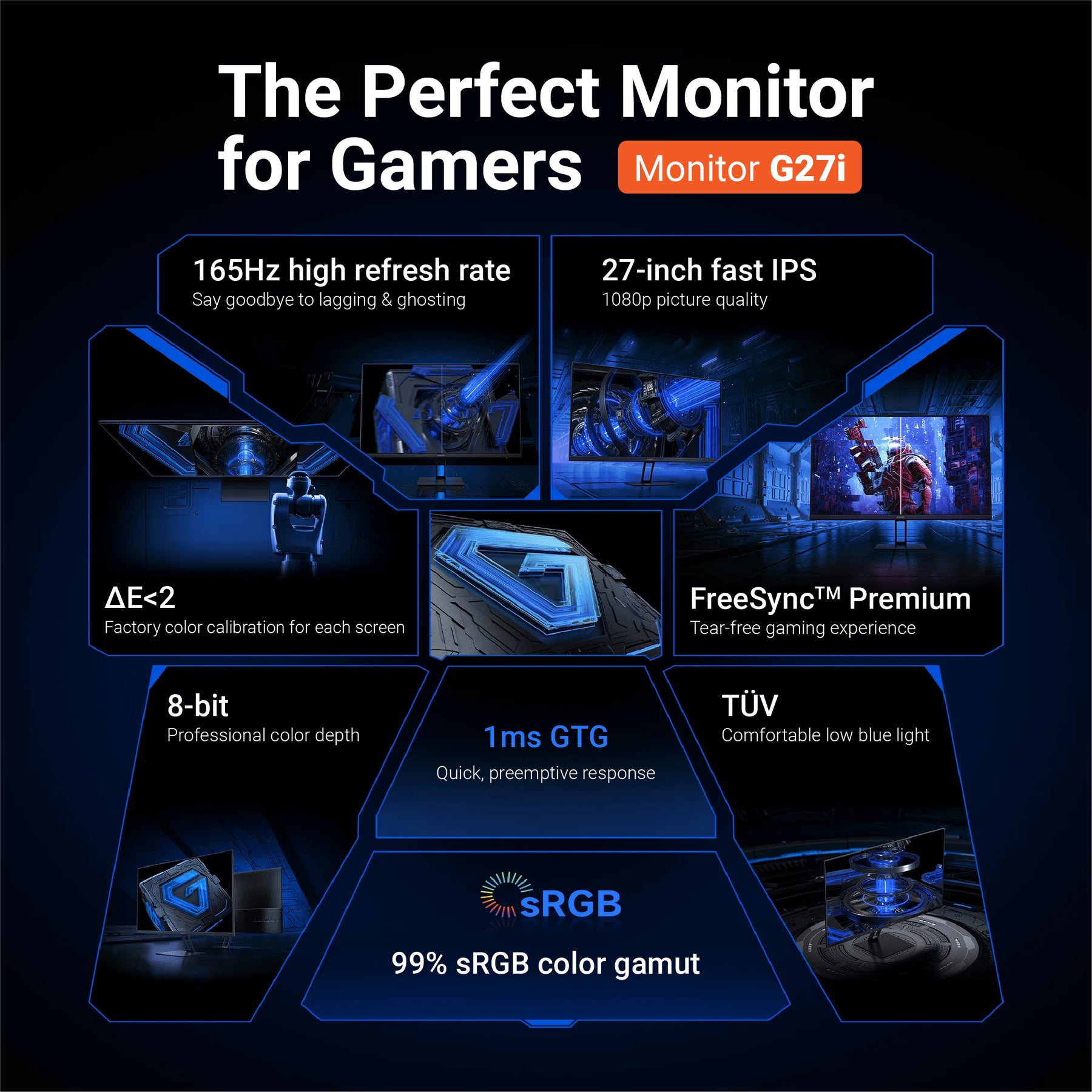 Xiaomi 27 Inch Desktop Gaming Monitor A27i / G27i Refresh Rate 100 Hz / 165 Hz 178 Degree View 1080P