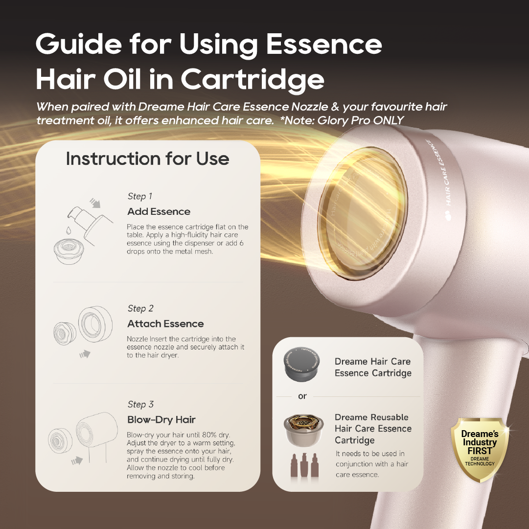 ใ2 Years Warrantyใ Dreame Hair Glory Pro Hair Dryer | Reusable Hair Care Essence Cartridge | 40s Fast Blow Dry