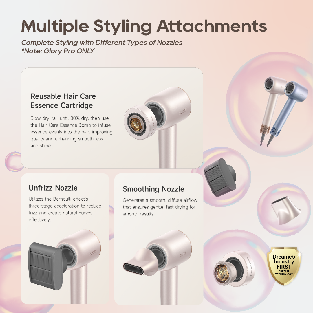 ใ2 Years Warrantyใ Dreame Hair Glory Pro Hair Dryer | Reusable Hair Care Essence Cartridge | 40s Fast Blow Dry