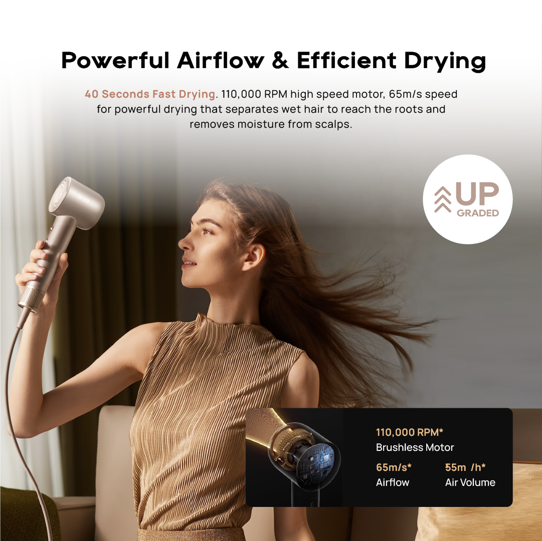 Dreame Hair Glory Uni Hair Dryer | SmartVolt™ Global Voltage Compatible | Ultra Lightweight 358g For Comfortable Use