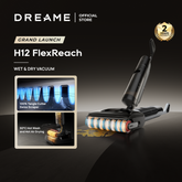 【GRAND LAUNCH】Dreame H12 FlexReach Wet and Dry Cordless Vacuum Cleaner | TangleCut™ Scraper (100% Hair Cutting / Anti-Tangle) | 90°C Hot Wash & Hot Air Dry