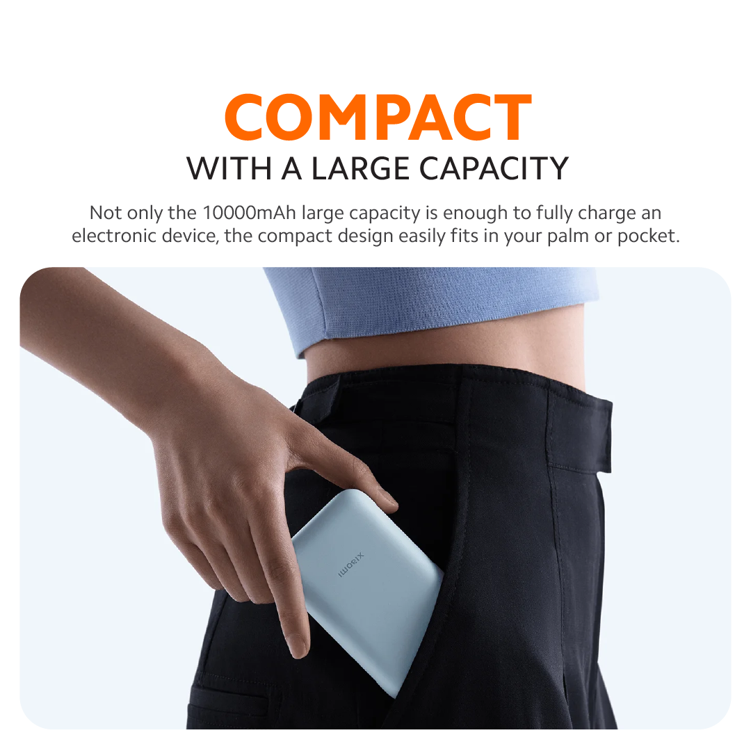 Xiaomi Power Bank 10000mAh (Integrated Cable) | 22.5W Max Power | Type-C Two Way Fast Charging | Pocket-Sized