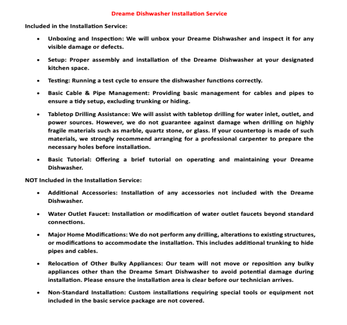 Dreame Z2000 Dishwasher Installation Service | Dreame Installer