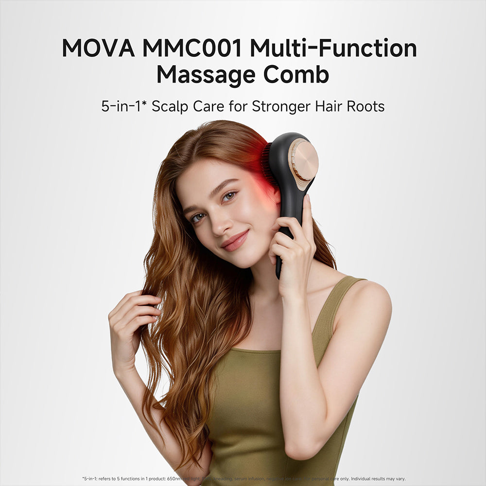 【NEW LAUNCH】Mova MMC001 Multi-Function Massage Comb | 650nm Red Light Strengthen Hair | EMS Current Relieve Tension