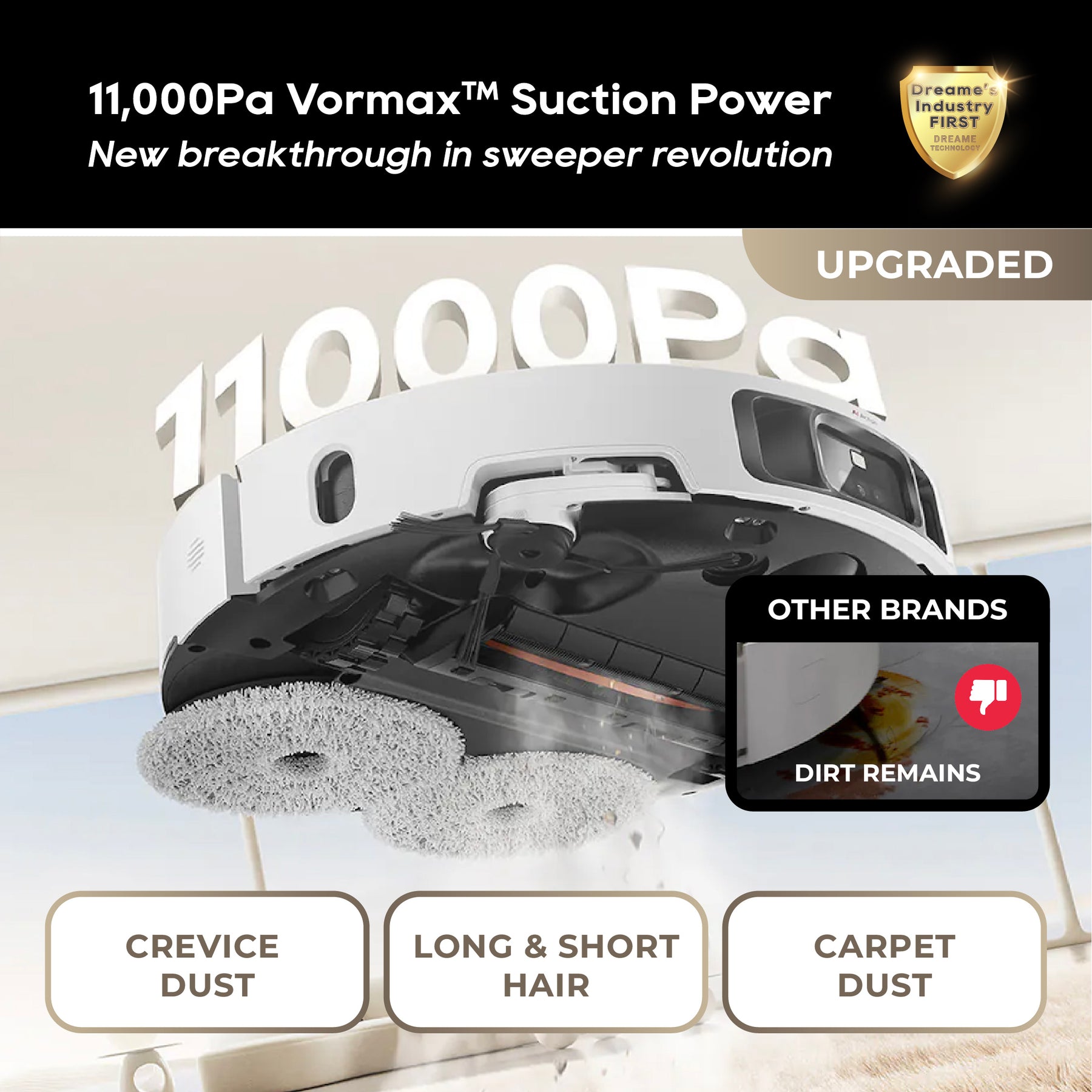 ใNEW LAUNCHใDreame L40 Ultra Robot Vacuum | 11,000Pa Suction Power | Extendable Side Brush & Mop Swing | Anti-Tangle
