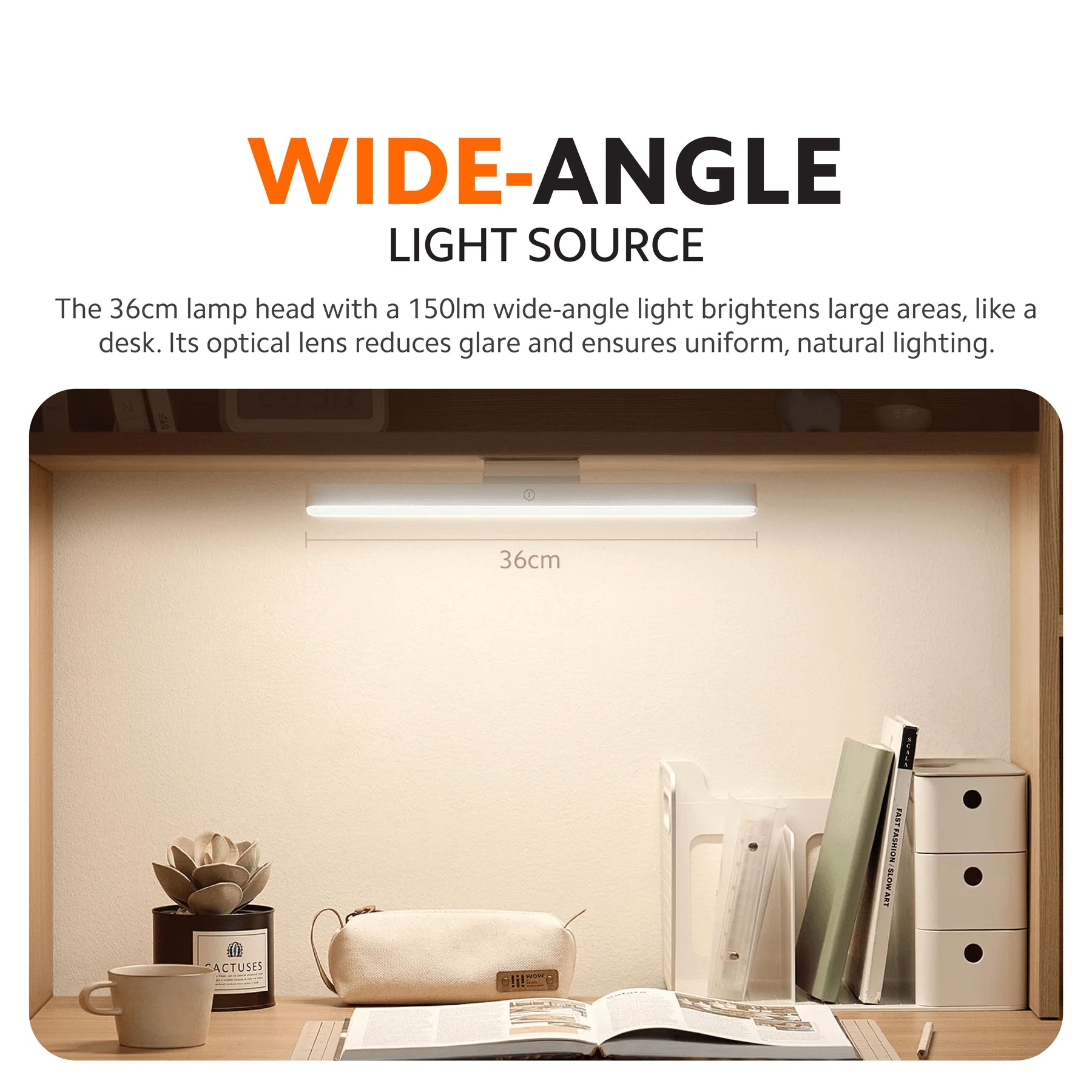 Xiaomi Magnetic Reading Light Bar | 36cm Wide-Angle LED | 3-Level Dimmable Touch Control | 2000mAh Rechargeable Battery