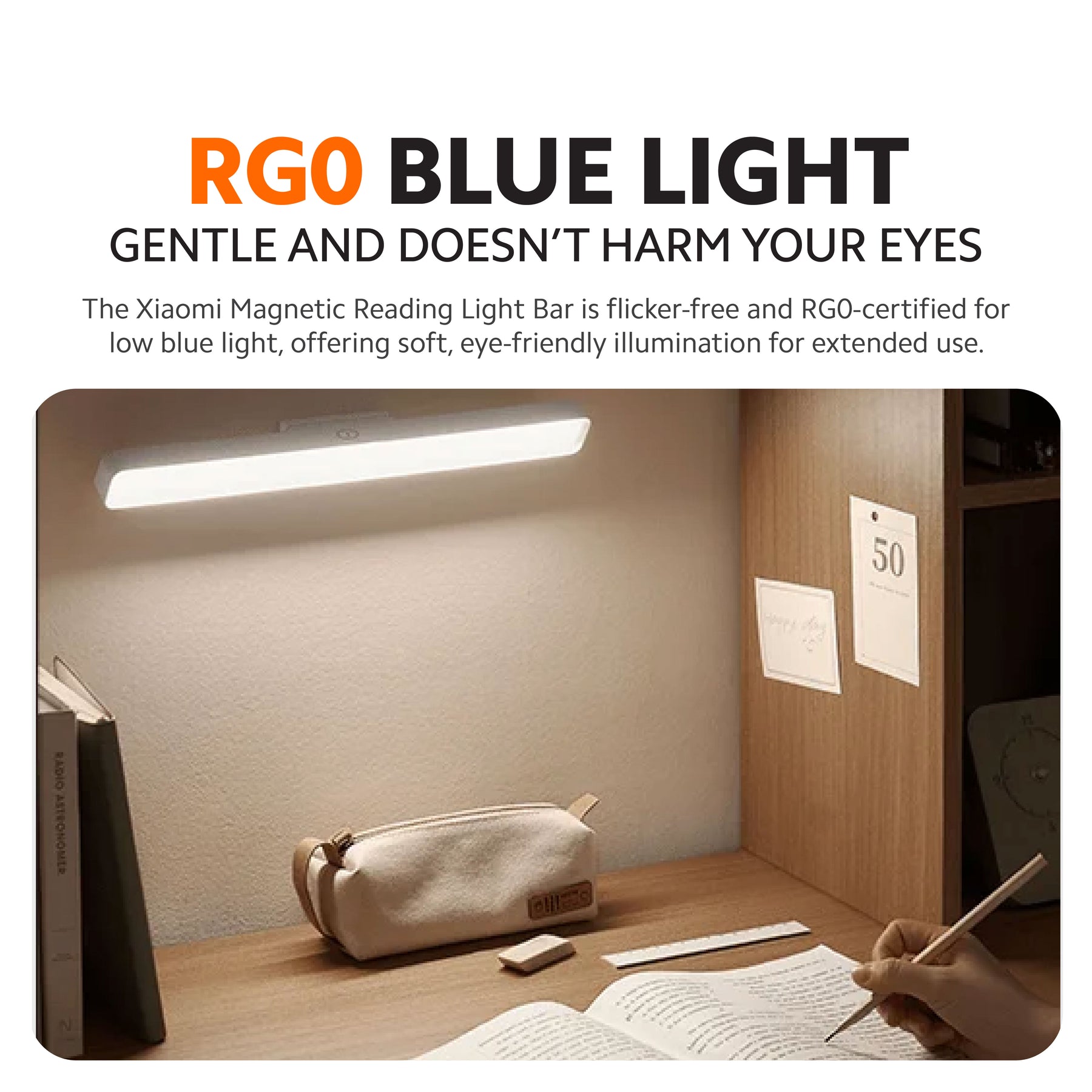 Xiaomi Magnetic Reading Light Bar | 36cm Wide-Angle LED | 3-Level Dimmable Touch Control | 2000mAh Rechargeable Battery