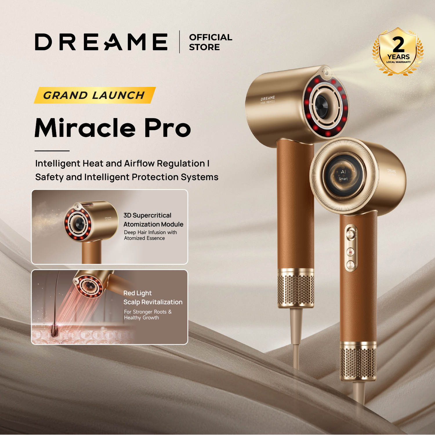 Dreame Hair Miracle Pro Hair Dryer | Deep Hair Infusion with Atomized Essence | Intelligent Heat and Airflow Regulation - Measures Distance of Hair and Automatically Adjusts Heat