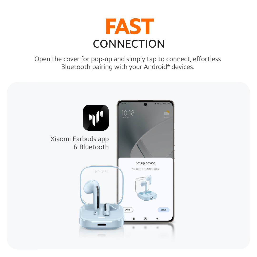 Xiaomi Redmi Buds 6 Active | TWS Earbuds | Dual-Mic Noise Reduction | 30 Hour Battery Life | Bluetooth 5.4 | IPX4 Rating