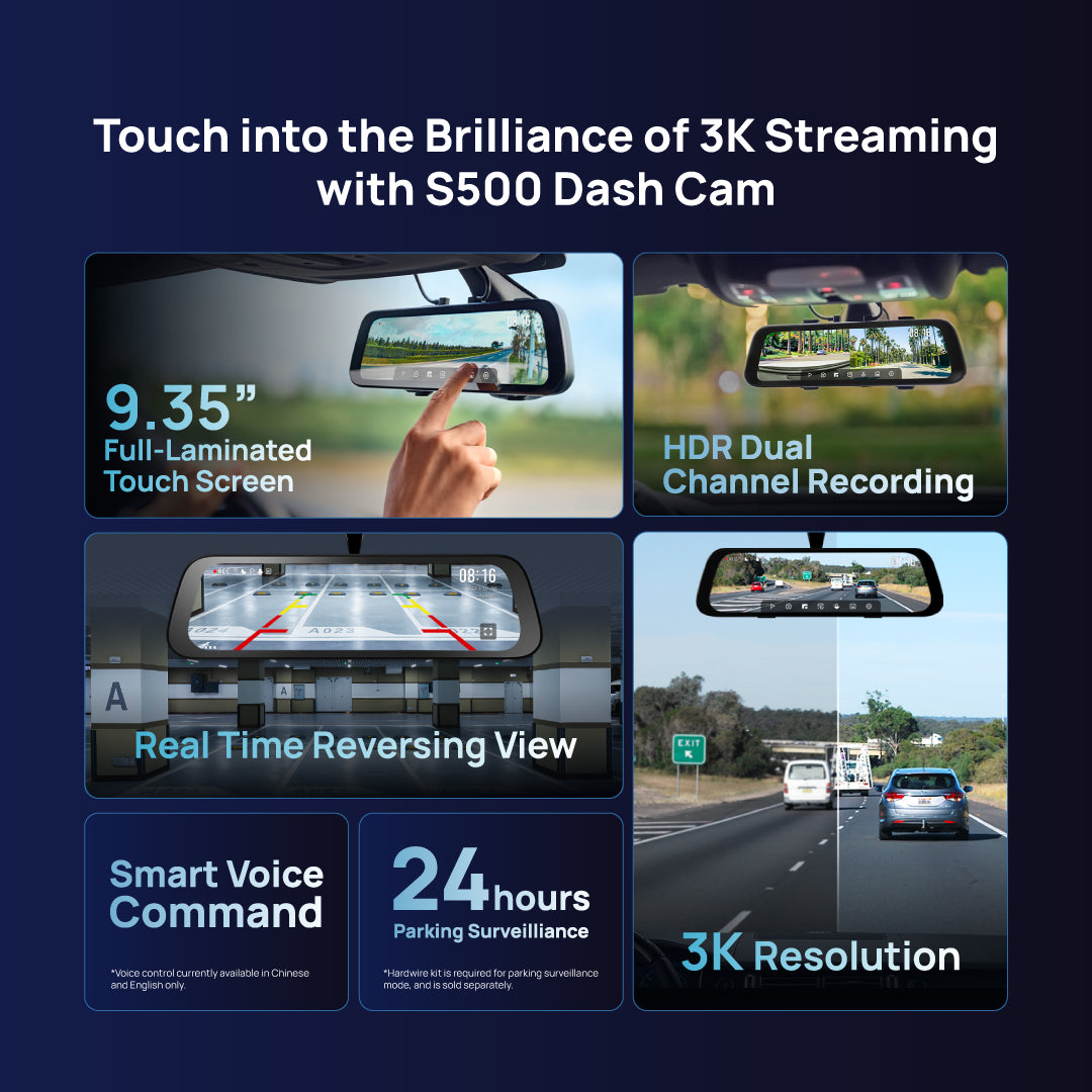 70mai S500 Rearview Dashcam Wide with Night Vision Backup Camera RC13