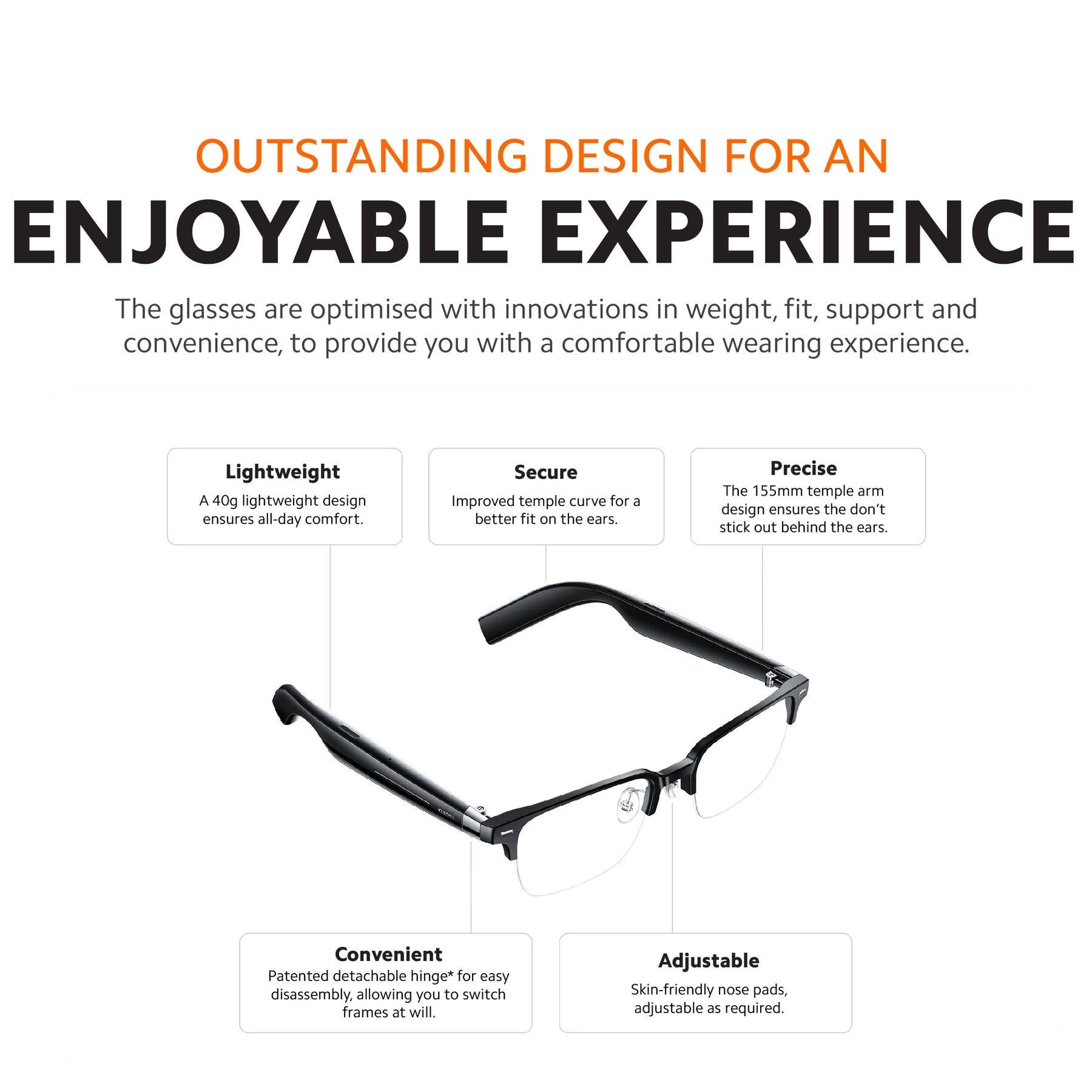 Xiaomi Smart Audio Glasses Listen Music Call Bluetooth 10 Hours Battery For Music 7 Hours For Calls Noise Cancellation