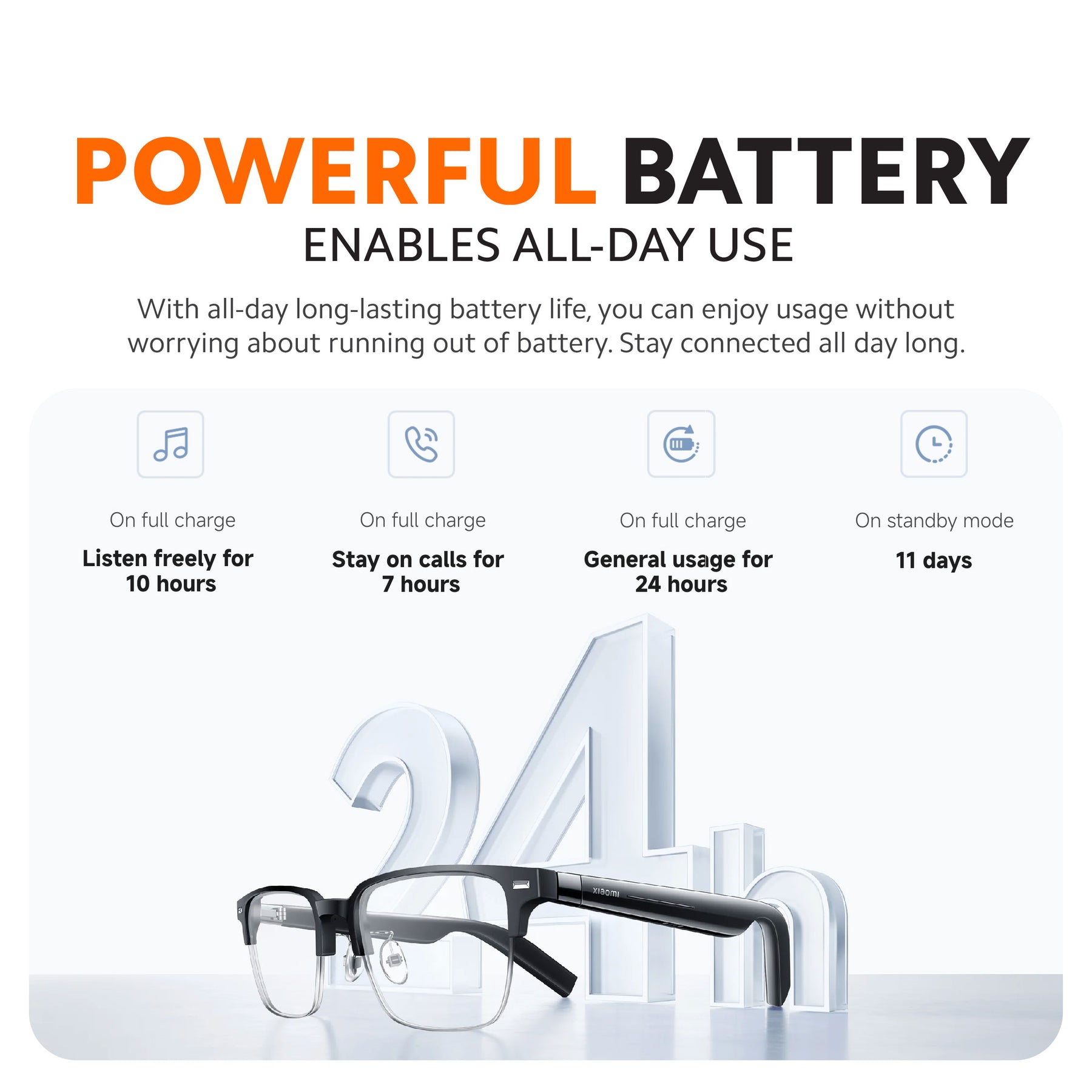 Xiaomi Smart Audio Glasses Listen Music Call Bluetooth 10 Hours Battery For Music 7 Hours For Calls Noise Cancellation