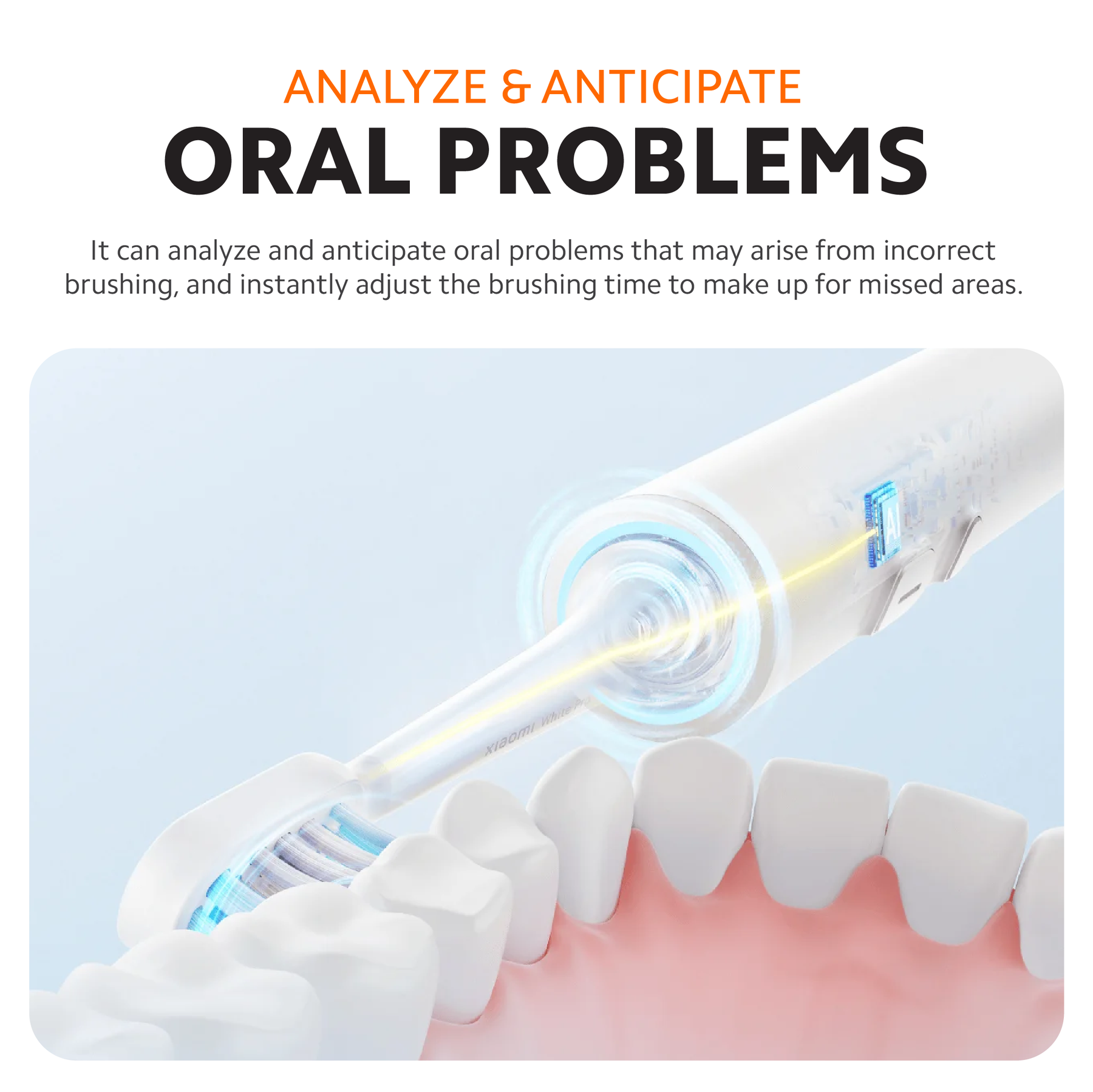 Xiaomi Smart T501 Electric Smart Oral Toothbrush 150 Days Battery Over Pressure Indicator AI Mode White / Grey