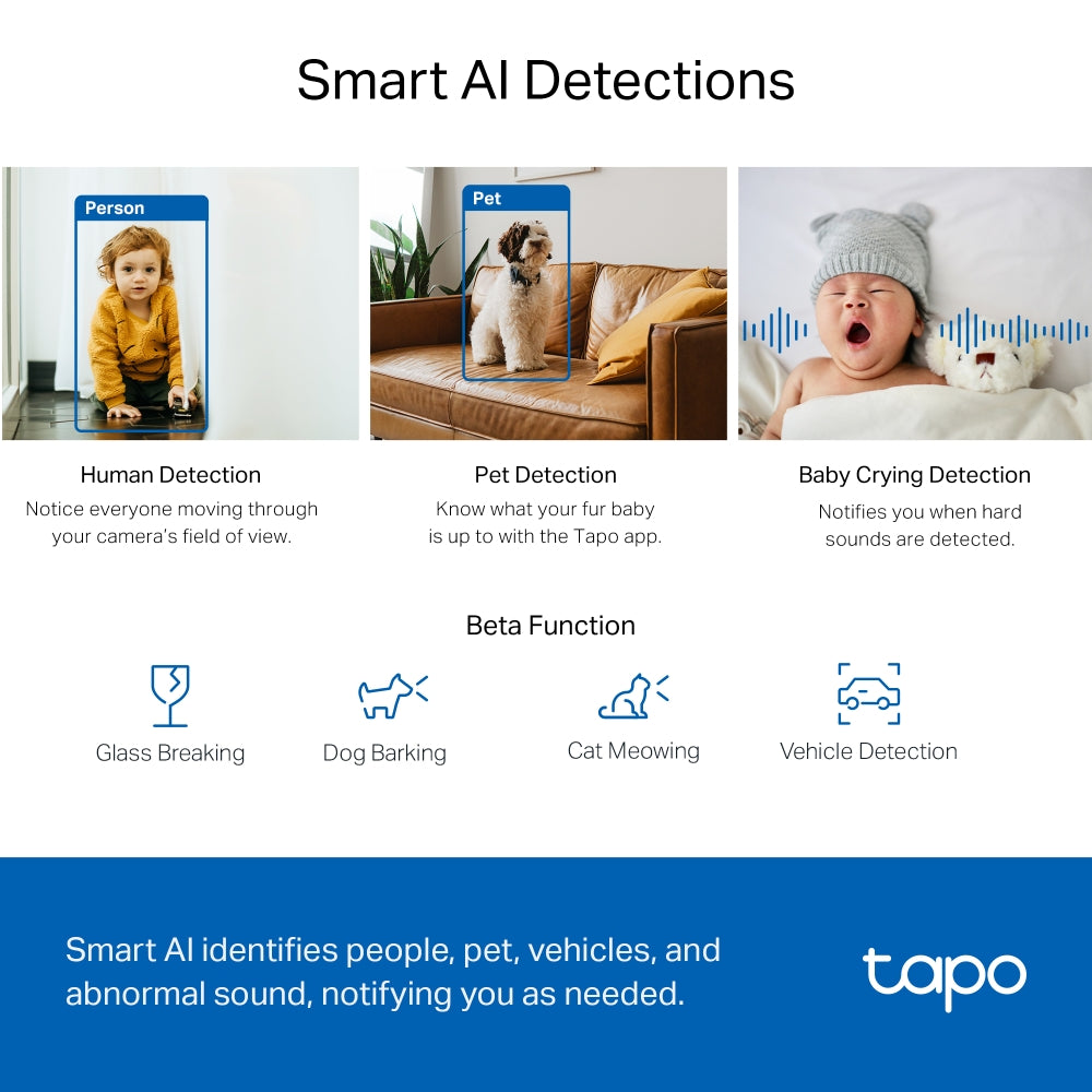 TP LINK TC72 2K 4MP QHD Resolution Pan/Tilt AI Home Security Wi-Fi Camera