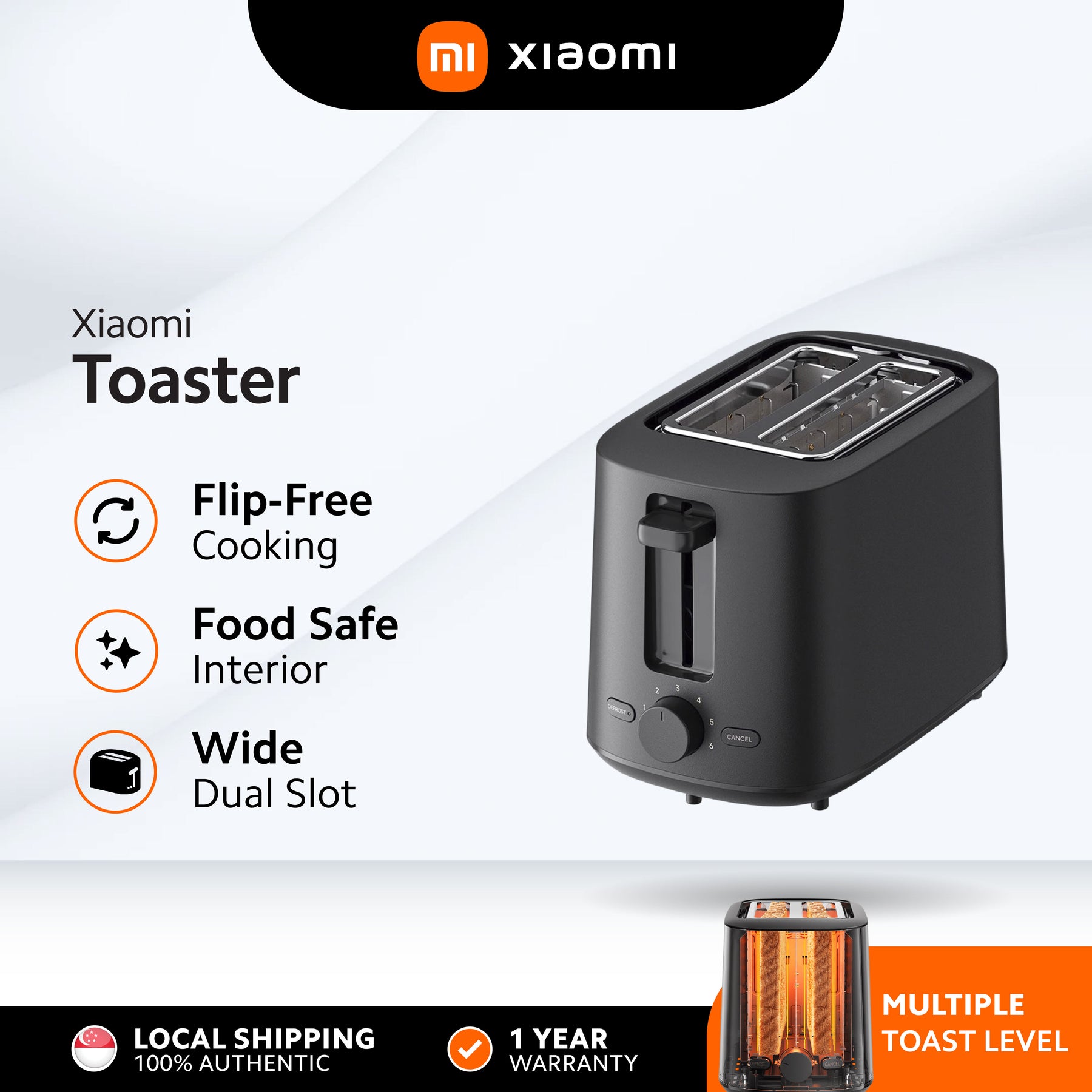 Xiaomi Toaster | Smart Digital Timer, 4 Browning Settings, Even Heating, Removable Crumb Tray | Energy-Efficient Modern