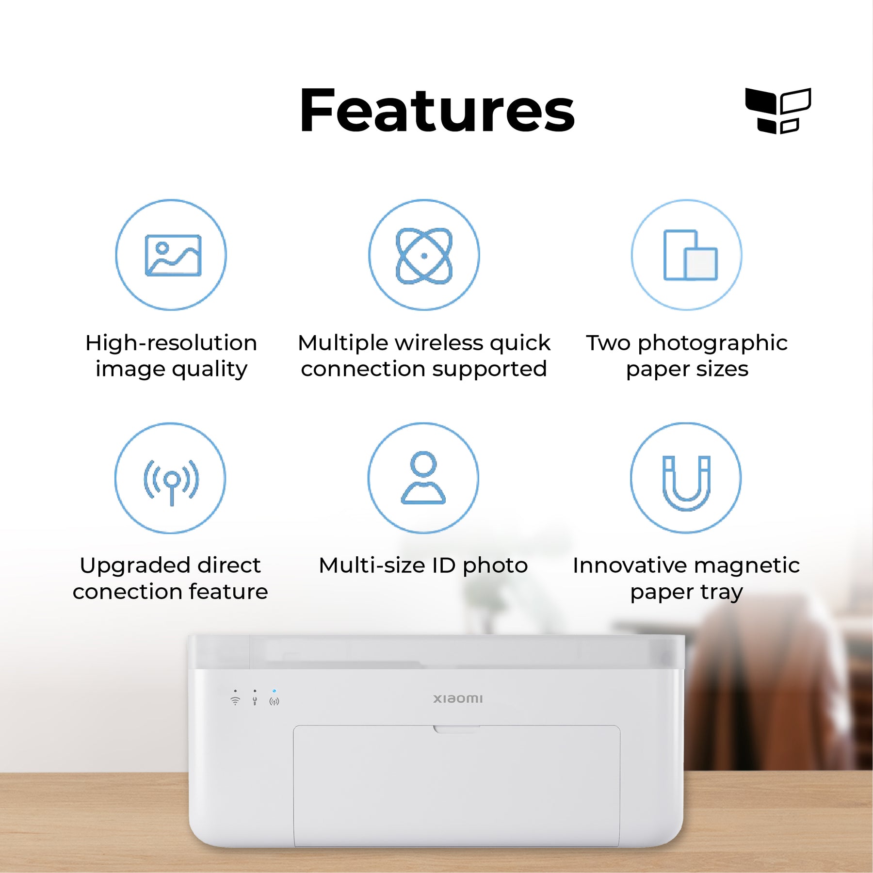 Xiaomi Instant 1S Photo Printer Remote Wifi Bluetooth Printing 300 dpi High Resolution Water Proof Xiaomi Home App