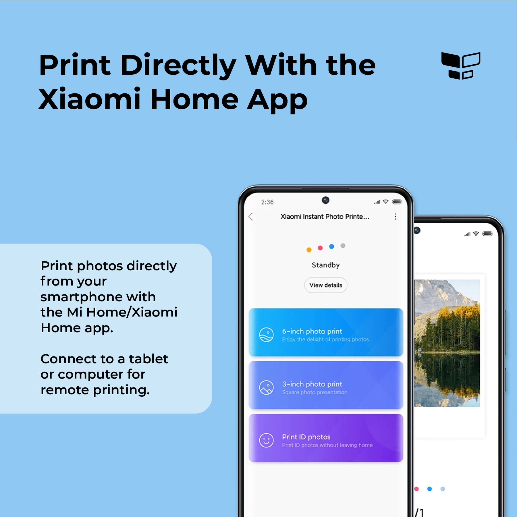 Xiaomi Instant 1S Photo Printer Remote Wifi Bluetooth Printing 300 dpi High Resolution Water Proof Xiaomi Home App