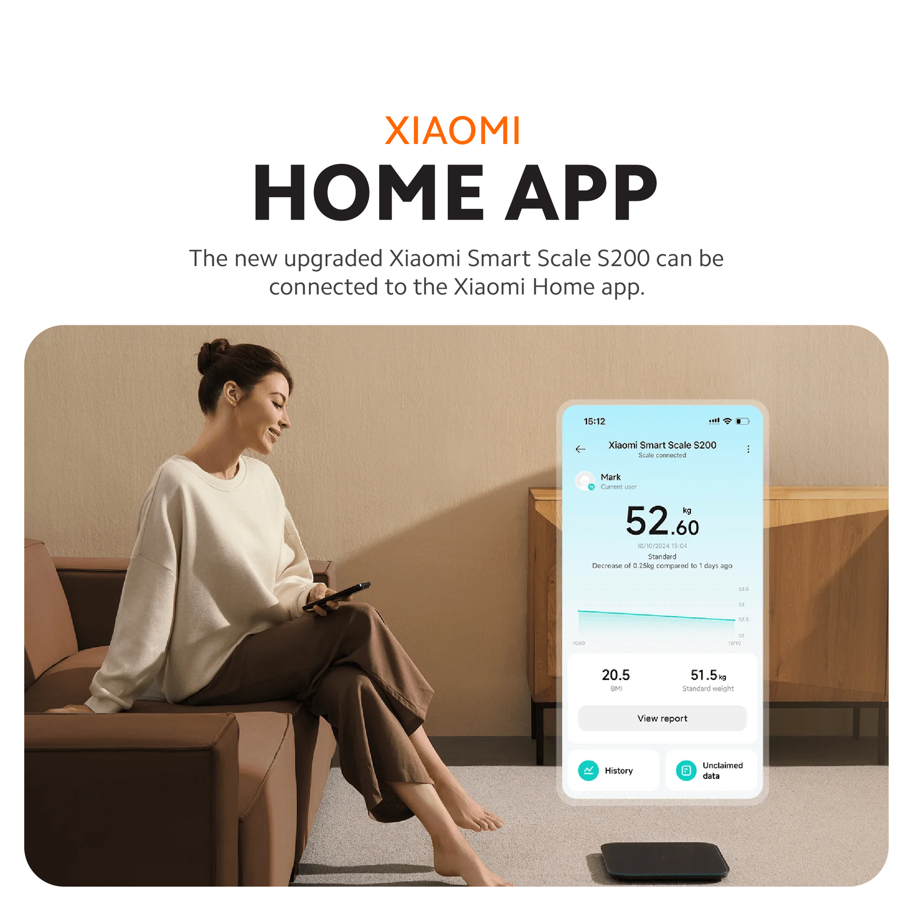 Xiaomi Smart Scale S200 | High-Precision Body & Object Scale (0.05 kg) | 0.1‑150 kg Range | Bluetooth 5.4 | 4 Metrics