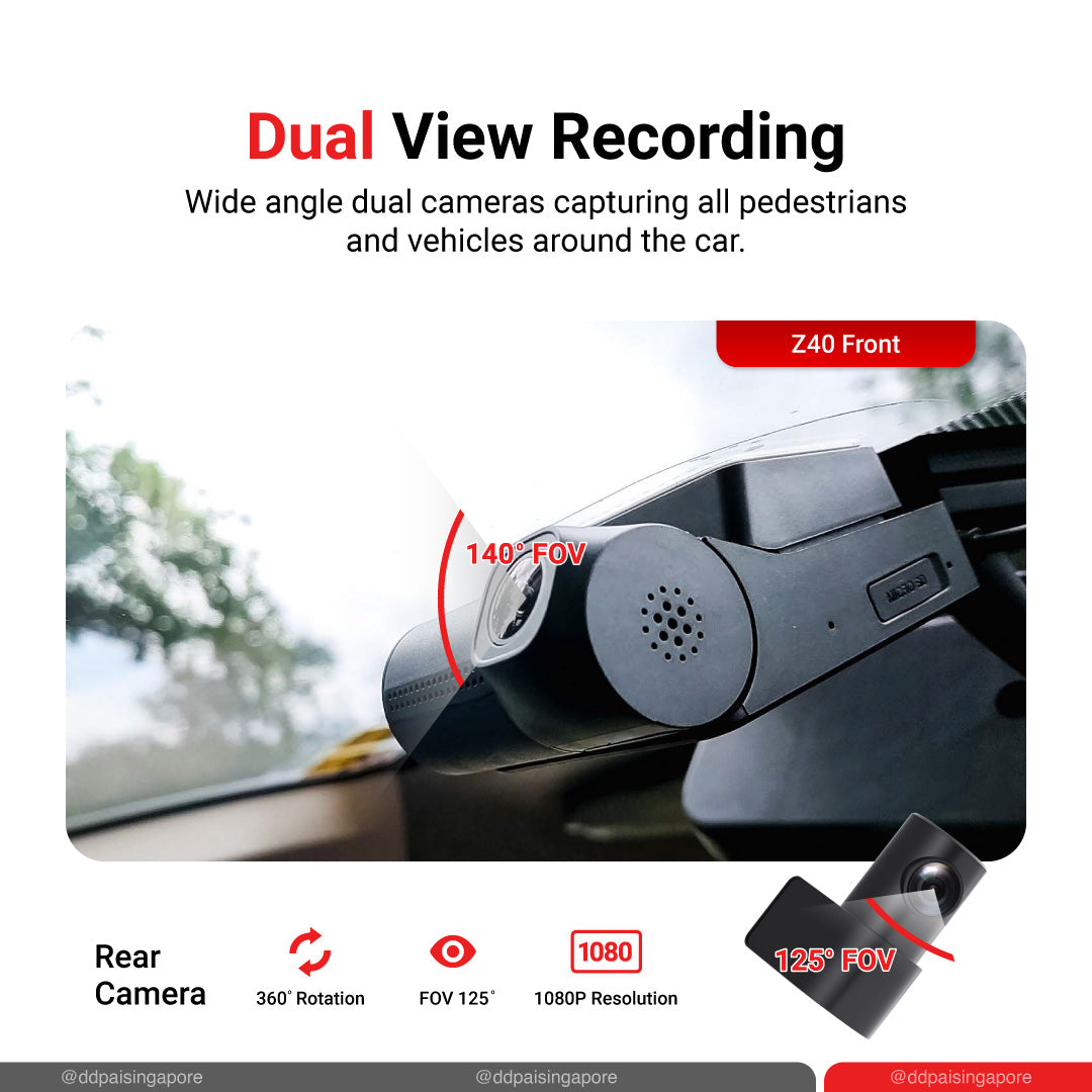 DDPAI Z40 1944P Dash Cam GPS Front + Rear Cam IPS Monitor GPS Version Car Dashcam DVR Decoder