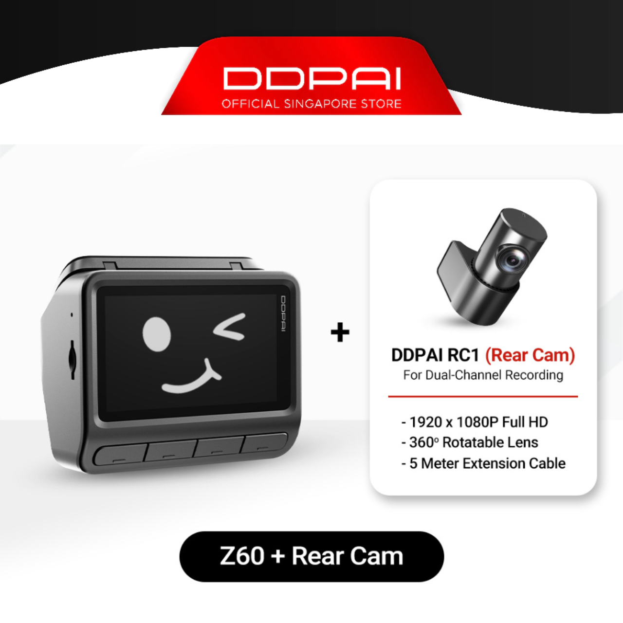 DDPAI Z60 Dual 4K UHD GPS 3 Channel Front & Rear Super Capacitor Dashcam 4G Remote View