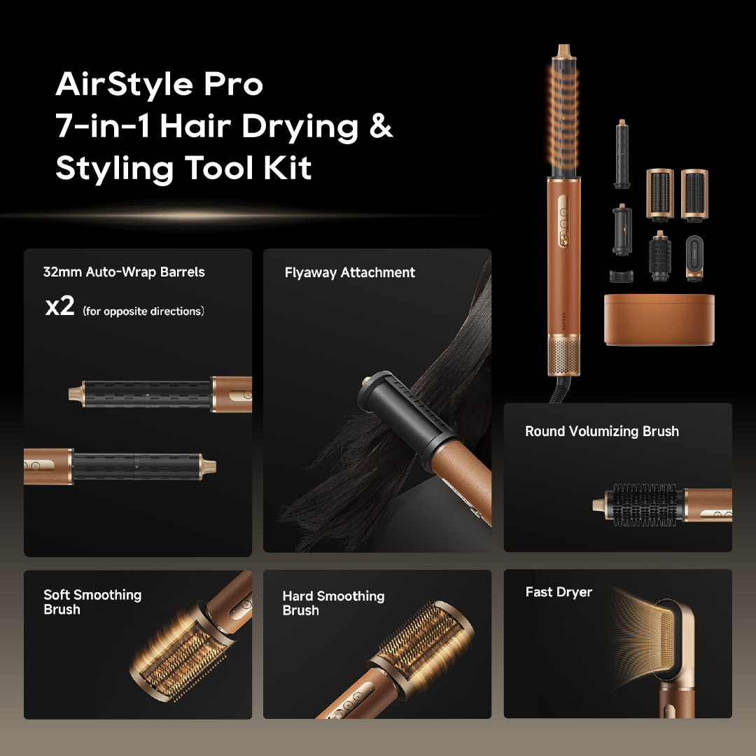 Dreame Airstyle Pro High-Speed Styler | 7-in-1 Hair Drying & Styling | Blow-Drying | Straightening | Hair Curling | Volumize