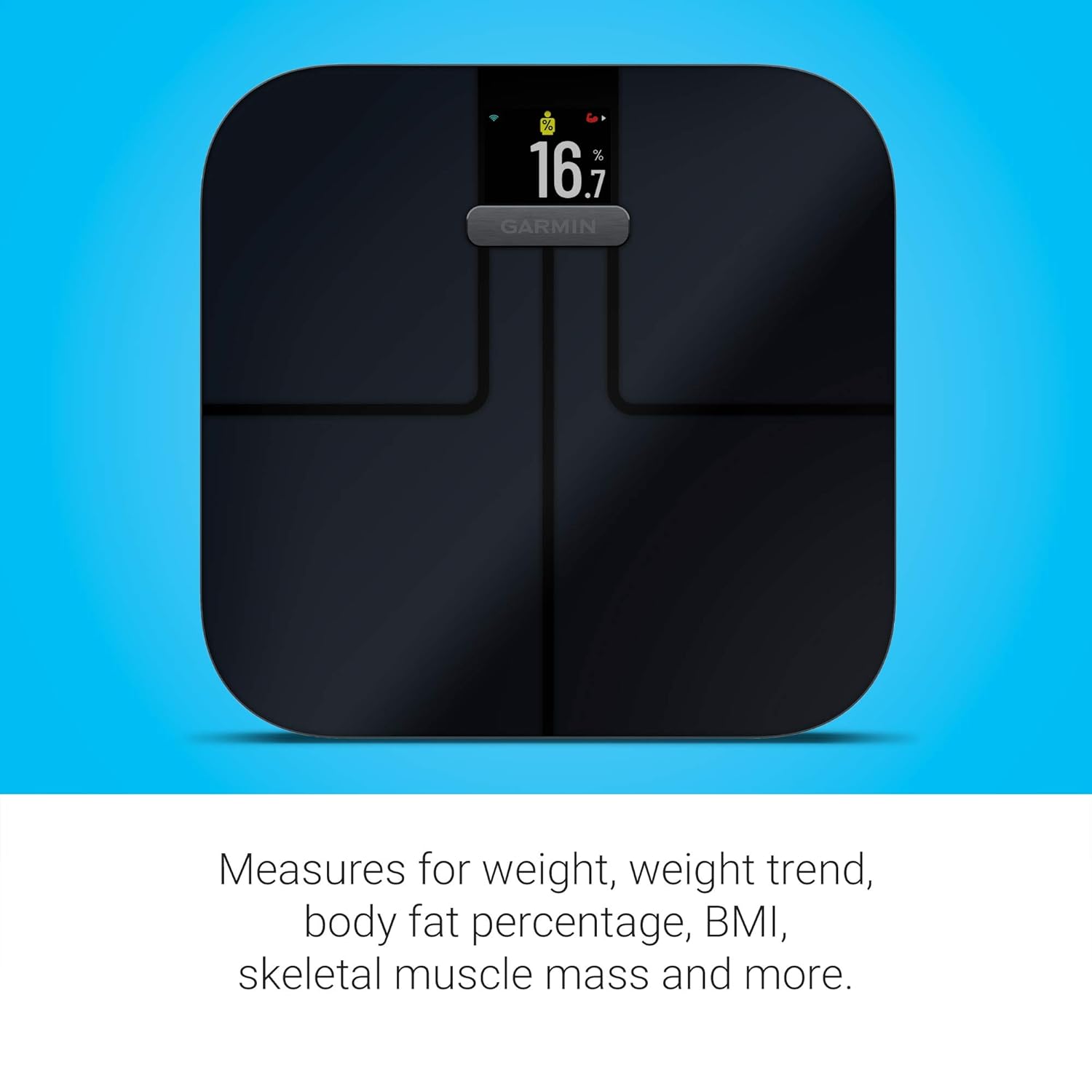 Garmin Index S2, Smart Scale with Wireless Connectivity, Measure Body Fat, Muscle, Bone Mass, Body Water% and More, Black / White