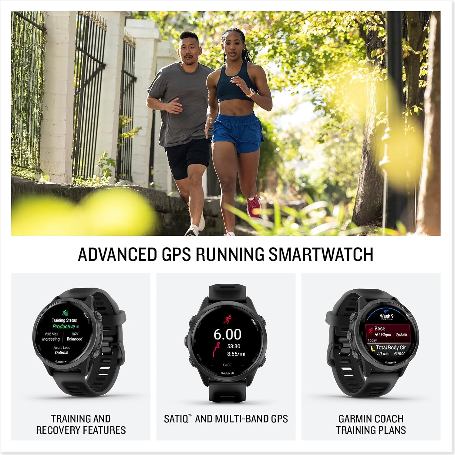 Garmin® Forerunner® 570, 42mm, Advanced GPS Running and Triathlon Smartwatch, AMOLED Display, Training and Recovery Features, Slate Gray Aluminum with Translucent Black/ Blue / Mango 42MM