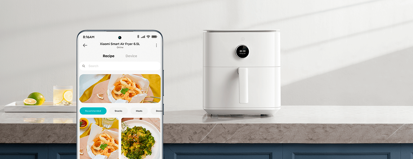 Xiaomi Smart 6.5L Air Fryer 40-220°C Baking Frying Healthy Adjustable Temparature 1800W LCD Smart Display