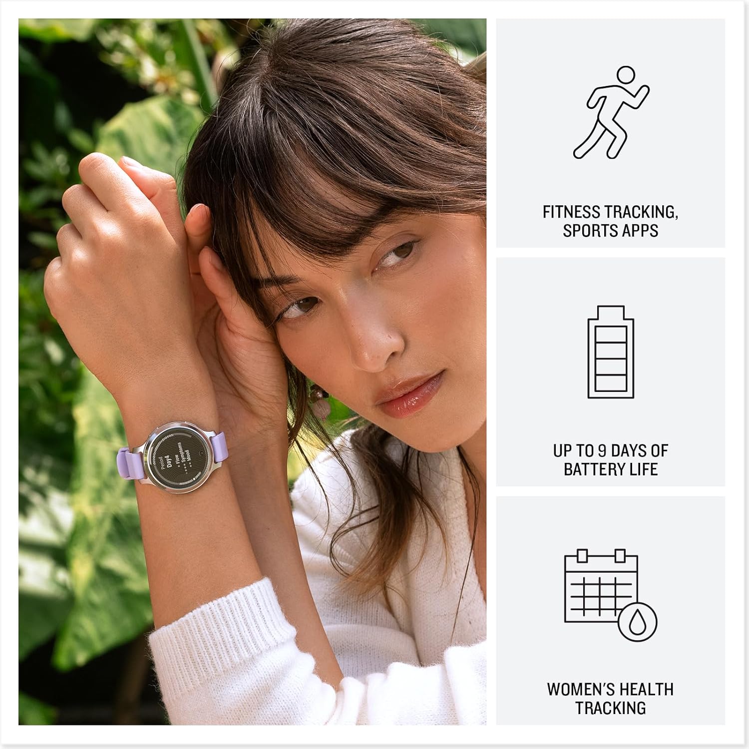 Garmin Lily 2 Active GPS 35mm Smartwatch, Stylish Smaller watch, Fitness Tracker with Hidden Display, Sports apps,Patterned Lens, Bright Touchscreen Display, up to 9 days battery life, Cream Gold