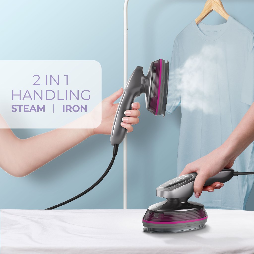 PerySmith 2 in 1 Handheld Garment Steamer PS210 | 120ml Watertank | 90ยฐ Adjustable Handle