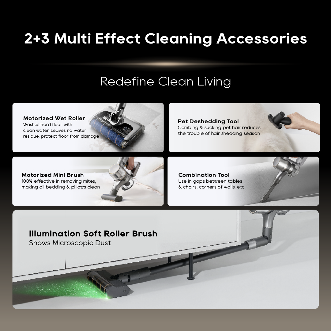 【GRAND LAUNCH】Dreame V18S Aqua Cordless Wet & Dry Vacuum | Wet Roller Washes Floor | Green Light Detect Microscopic Dust