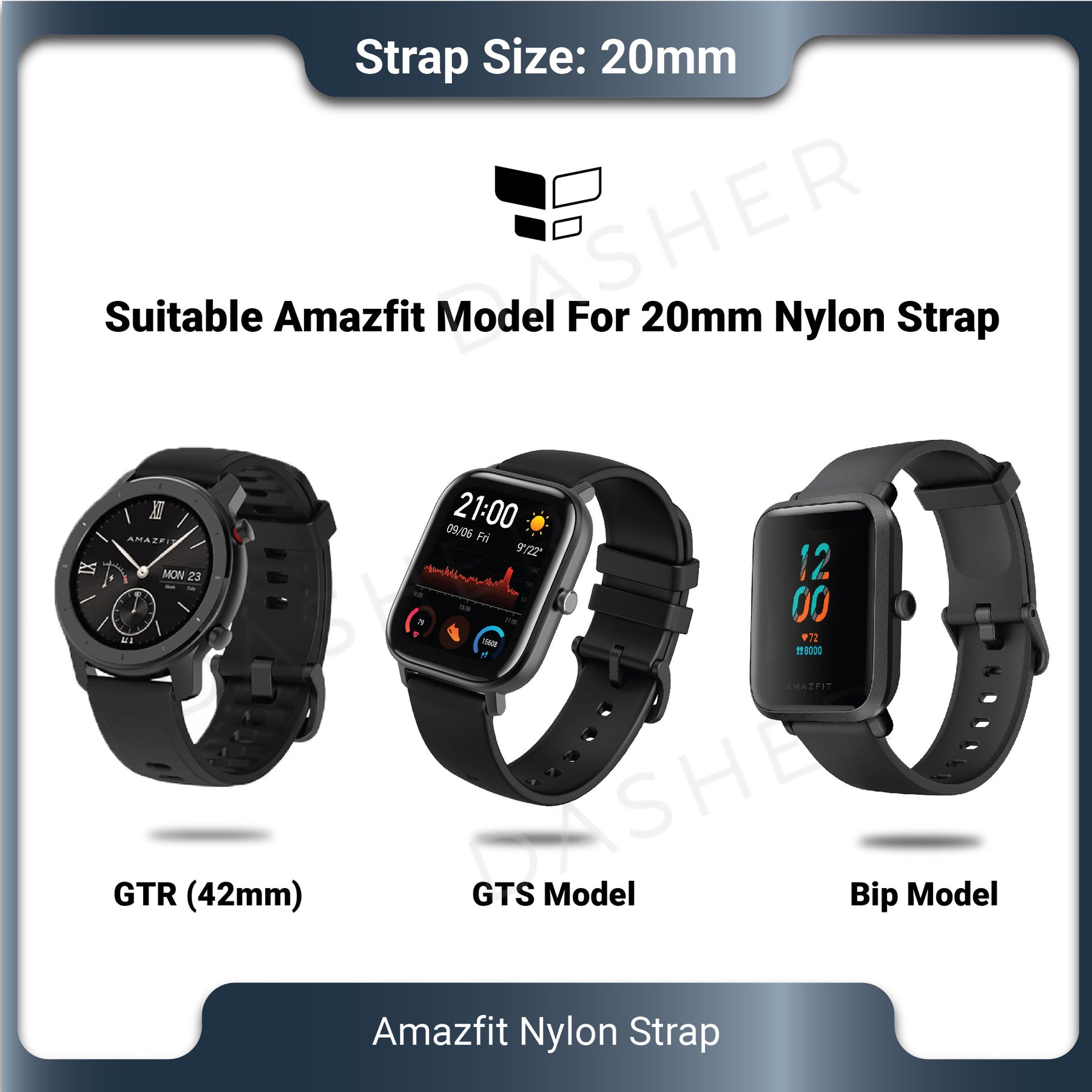 20mm Nylon Strap - Amazfit Smartwatch