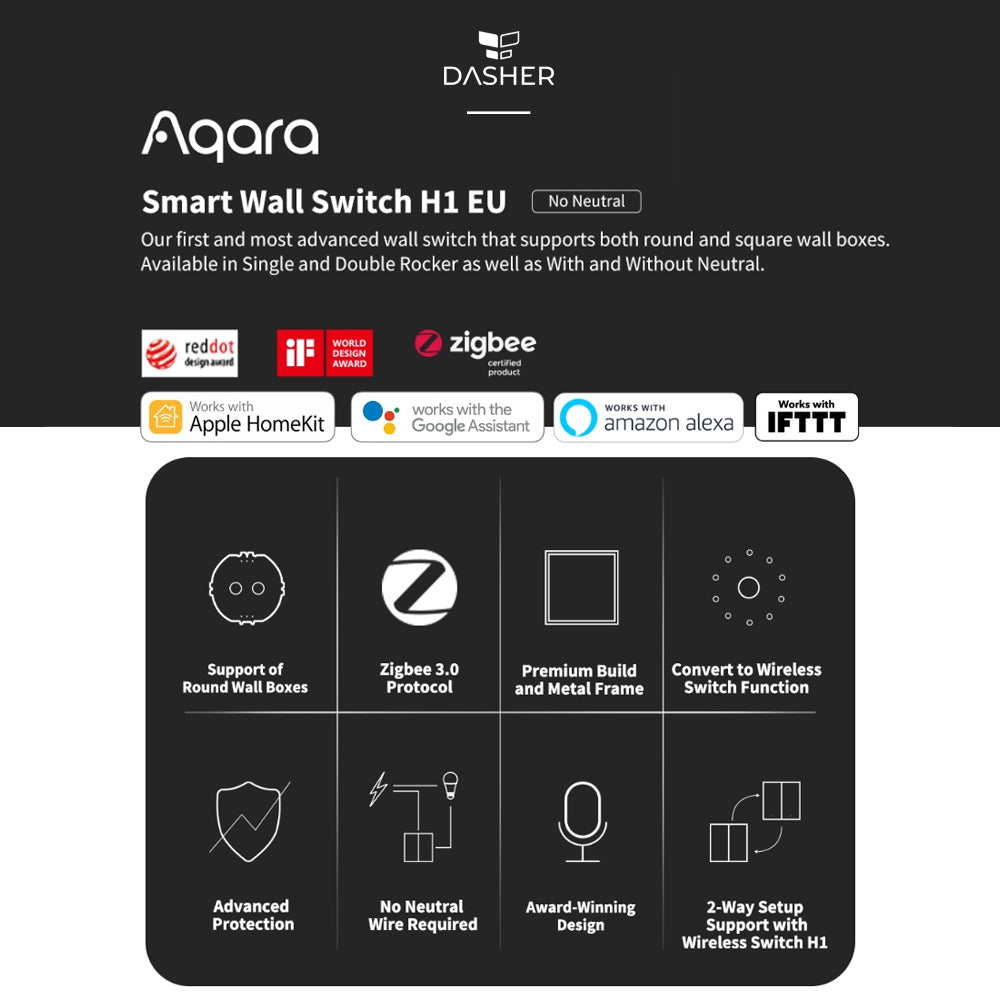 Aqara Smart Wall Switch H1 - No Neutral / Neutral