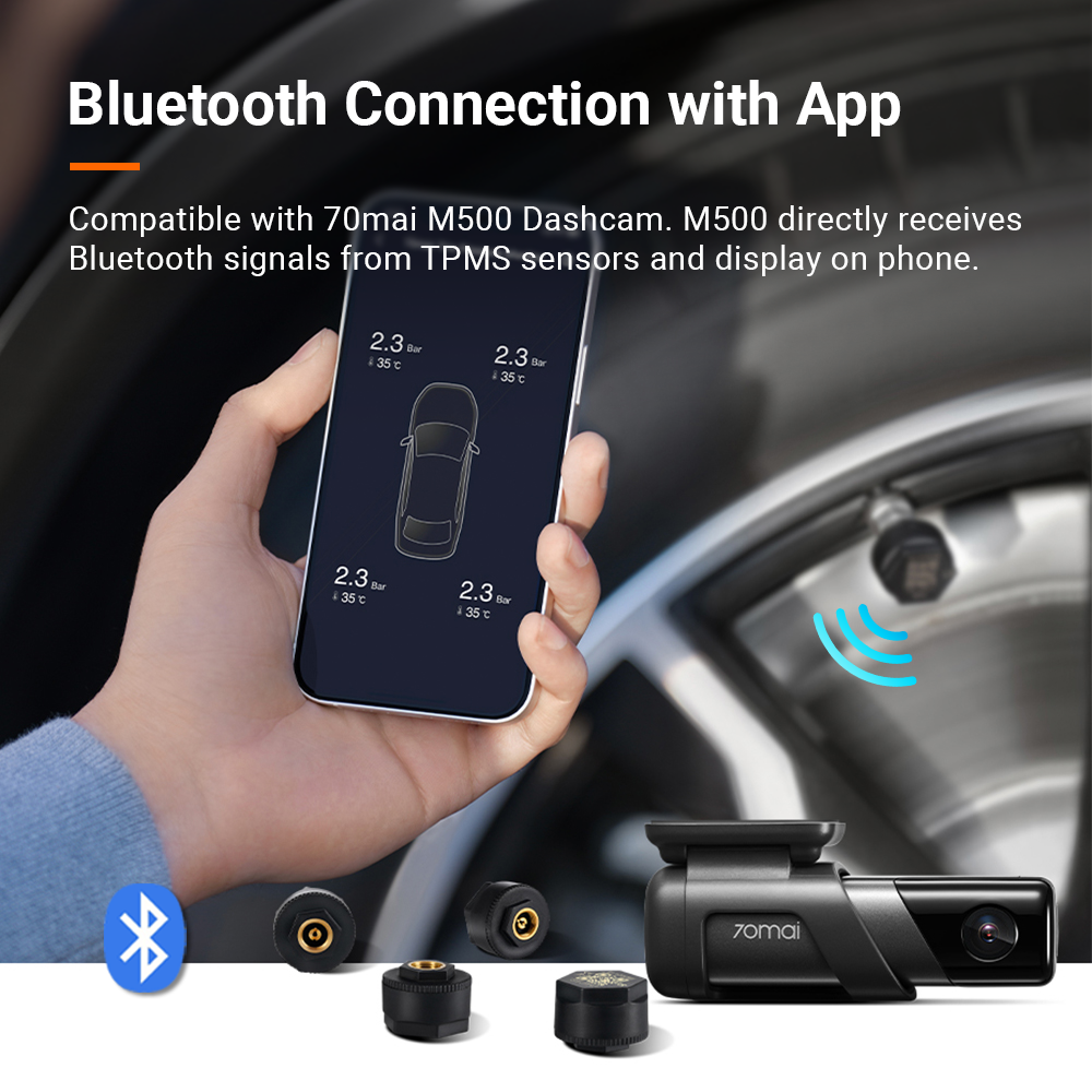 70mai M500 TPMS External Tyre Pressure Sensor T04 with App Control