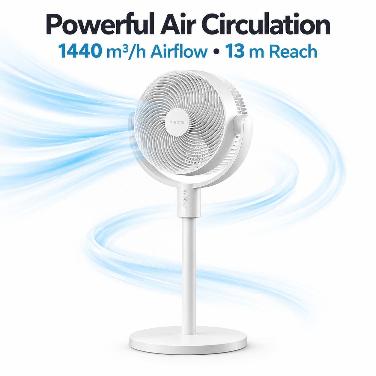 Xiaomi Smart Standing Air Circulation Fan | 1440m³/h Airflow | 13m Range | 3D Oscillation 120° + 100° | DC Inverter, 100 Speeds | Ultra-Quiet 27.9dB | Floor or Table