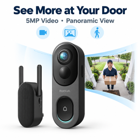 Botslab R810 5MP Pano Video Doorbell with Base Station | 180° Head-to-Toe View | Radar & PIR Detection | Up to 150-Day Battery | No Monthly Fee | IP66