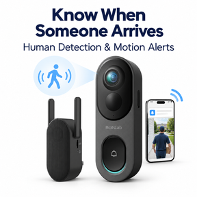 Botslab R810 5MP Pano Video Doorbell with Base Station | 180° Head-to-Toe View | Radar & PIR Detection | Up to 150-Day Battery | No Monthly Fee | IP66